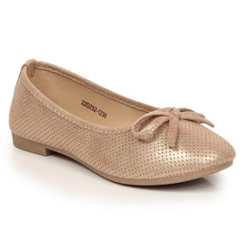 Flickballerinor med rosett rosa eVento gyllene