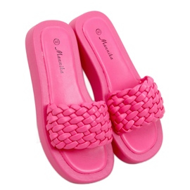 Högklackade sandaler med flätade Elida Fushia-ränder rosa
