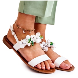 WS1 Fashionabla sandaler med vita hally pärlor