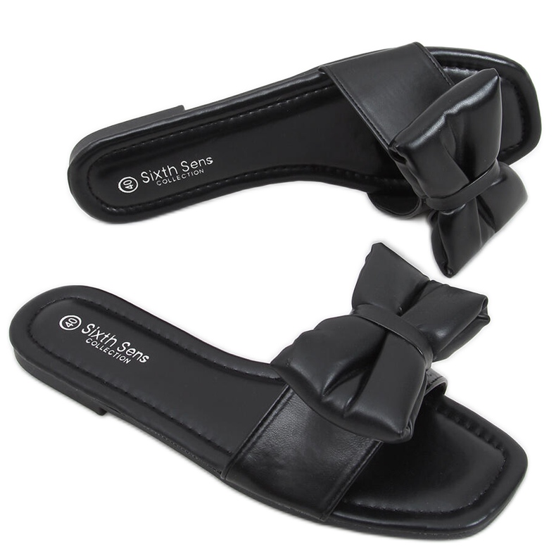 Mili Black tofflor med rosett svart