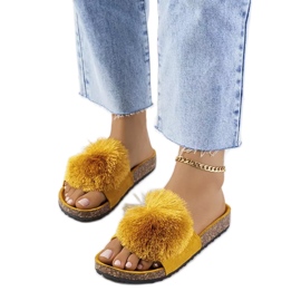 Gula flip-flops på Rett korksula