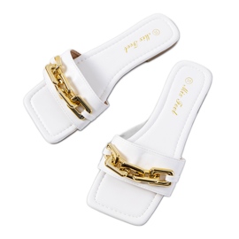 Vita eleganta tofflor med Cherell-kedja