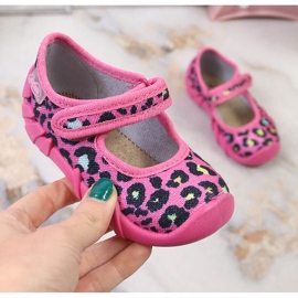 Tjejtofflor med kardborrband rosa panter rosa Befado