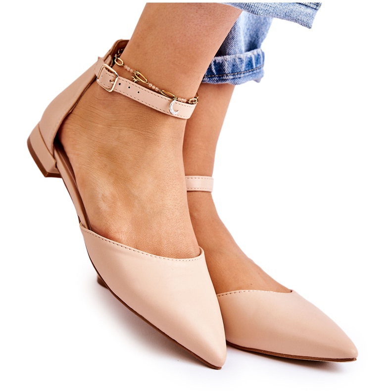 WD1 Ballerinasandaler för damer i Spitz Beige Caprise