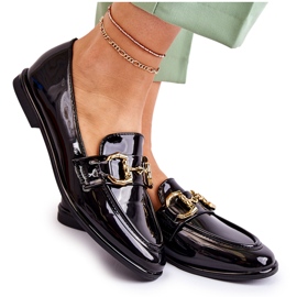 WS1 Damlackerade svarta Coriso-mockasiner