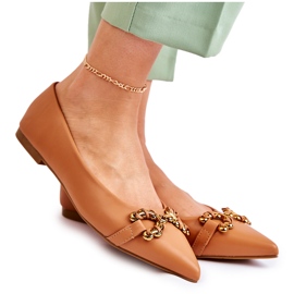 WS1 Kvinnors ballerinor i spets med kamel Carlos dekoration brun