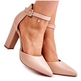 WS1 Läderpumpar På En Hög Stolpe Beige Salira