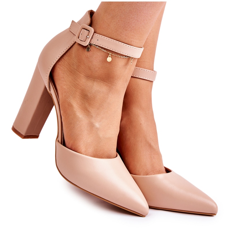 WS1 Läderpumpar På En Hög Stolpe Beige Salira