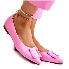 WS1 Läderballerinor med rosa Simone Spitz-prydnad