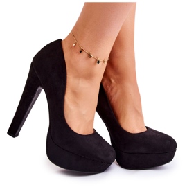 WS1 Mocka Pumps På Höga Klackar Svart Santene