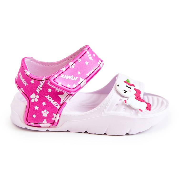 WJ1 Lätta barnsandaler med vita och rosa trogna dekorationer