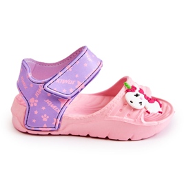 WJ1 Barns lätta sandaler med dekorationer av rosa och lila trovärdig purpur