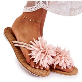 WJ1 Damtofflor med tygprydnad Ljusrosa Eviana