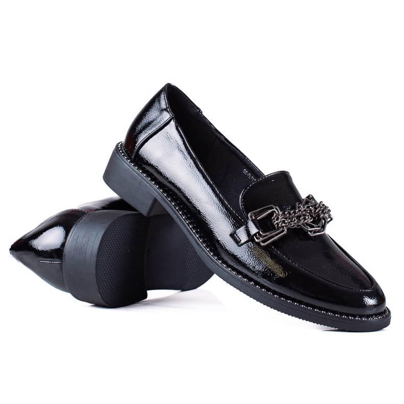 SHELOVET Patent dam loafers svart