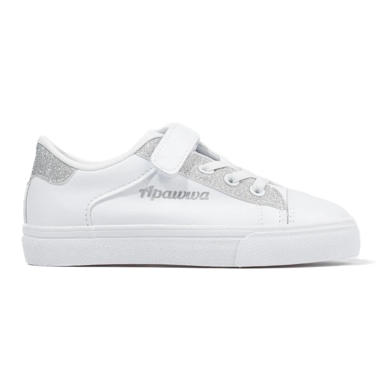 Vita barnsneakers med silverglitter