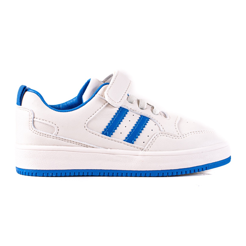 Shelovet barnsneakers gjorda av ekologiskt läder i vitt och blått