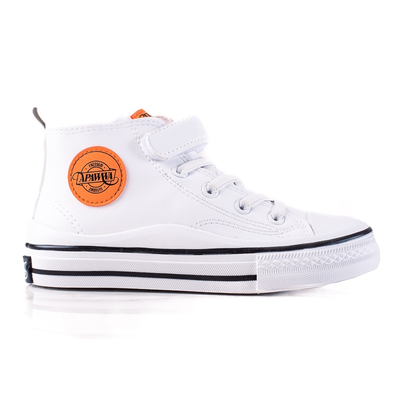 Shelovet höga barnsneakers av ekologiskt läder i vitt