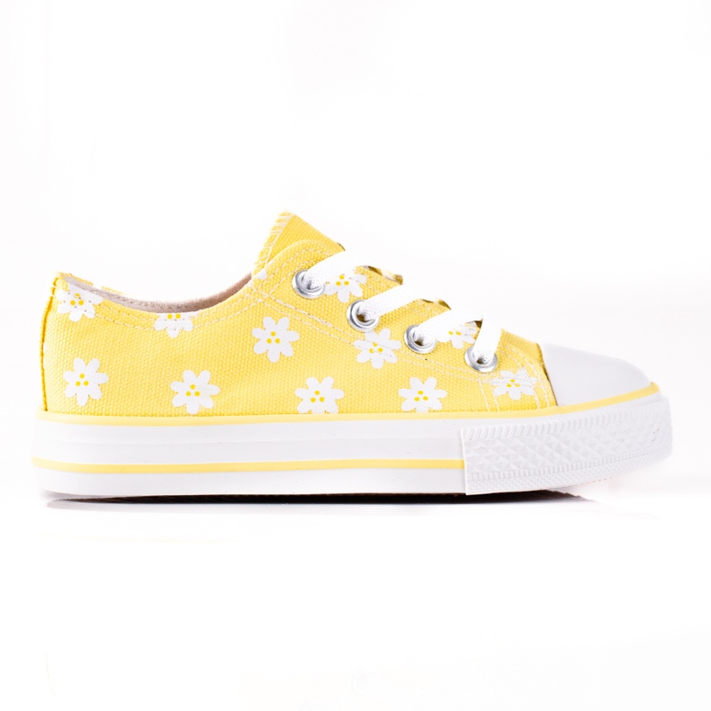Vico barnsneakers med gula blommor vit