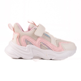 Shelovet barnsneakers med kardborrebeige rosa