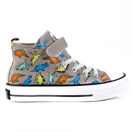 Höga sneakers för pojkar Shelovet grå dinosaurier