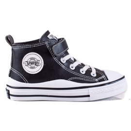 Shelovet höga barnsneakers gjorda av ekologiskt läder i svart