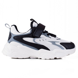 Shelovet barnsneakers på en tjock sula i svart och vitt grå