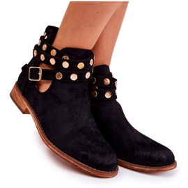 WS1 Damstövlar med jetstrålar på platt klack Svart Larino