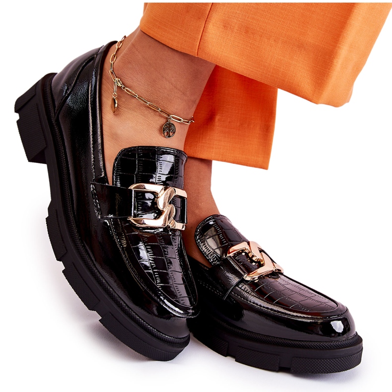 FL1 Fashionabla Leather Loafers Svart Loveliness