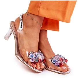 S.Barski Eleganta sandaler med Silver Lanette-kristaller mångfärgad