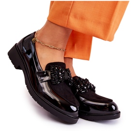 S.Barski Dambrogues Lackade med rosett Svart Laurent