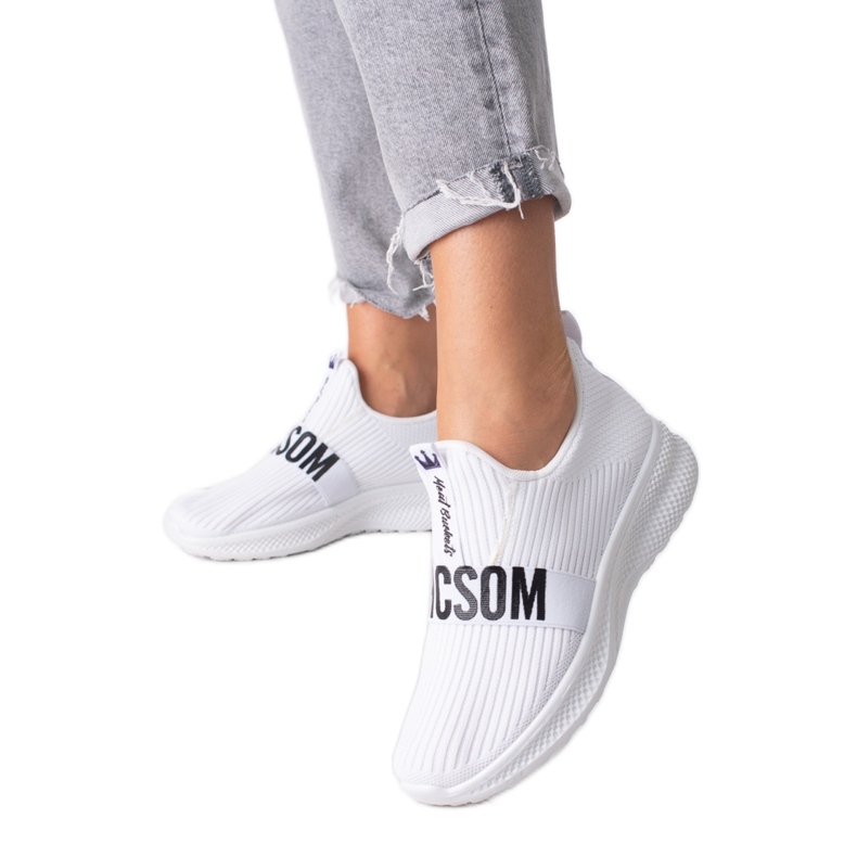 Shelovet vita textilsneakers för kvinnor