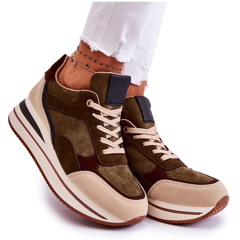 PS1 Sportskor i mocka för kvinnor Grön-Beige Elisse