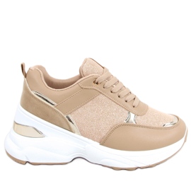 Sportskor på en dold Dafne Khaki kilklack beige