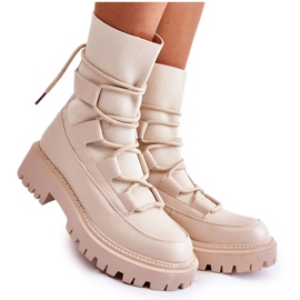 Kvinnors stövlar arbetare med en strumpa Beige Fallor