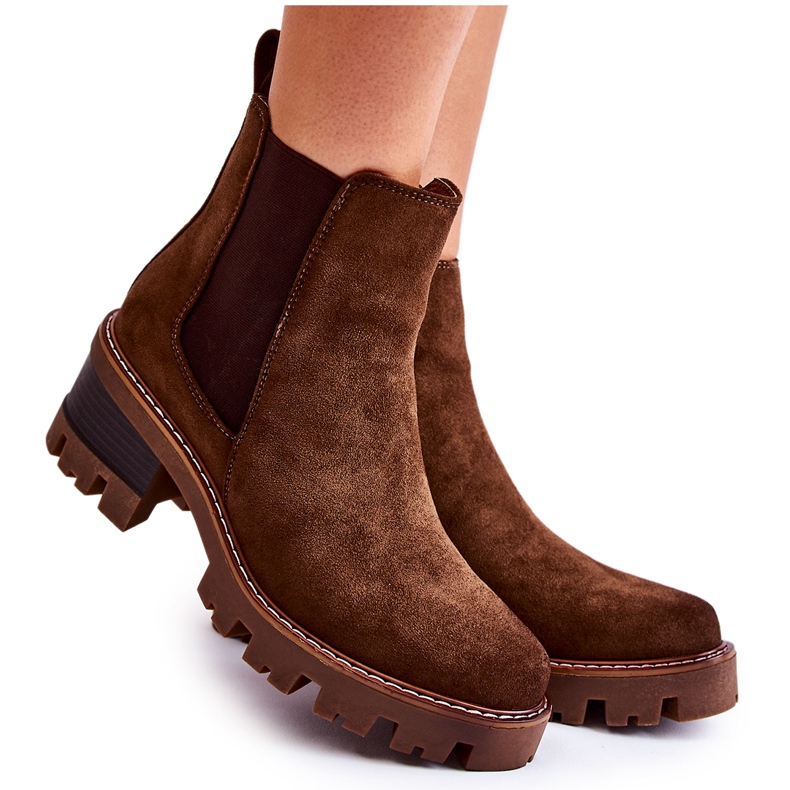 PS1 Varma damstövlar med dragkedja i brunt Lenaris kaki