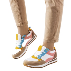 Kindler vita och bruna sneakers för kvinnor rosa