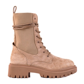 SHELOVET Snörsarbetare i beige mocka brun