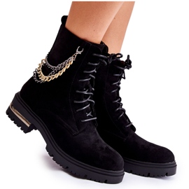 Svarta Sorita Mocka varma stövlar med kedja