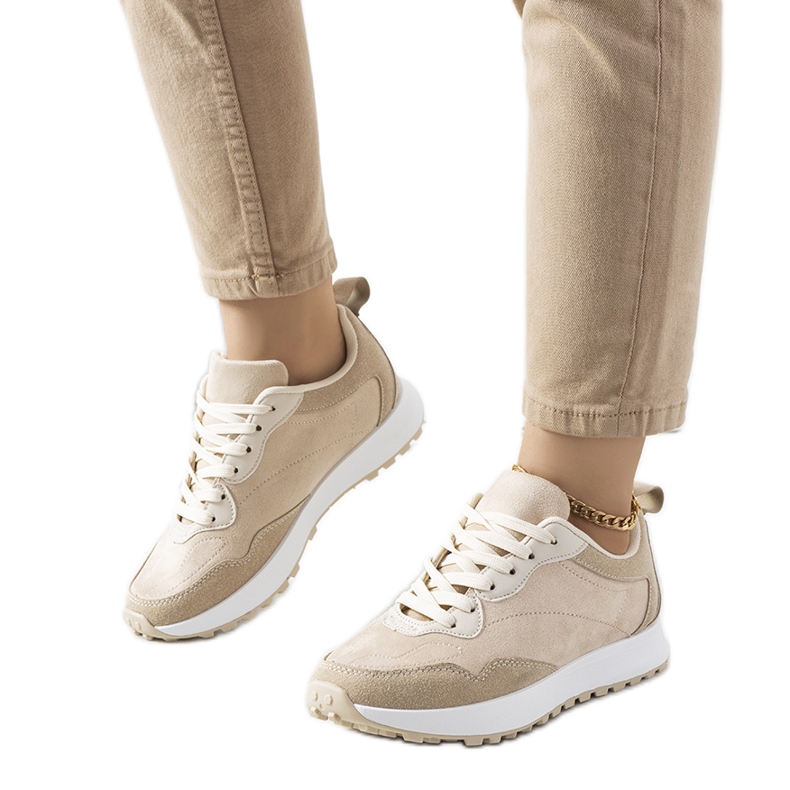 Beige sneakers för kvinnor Buoro