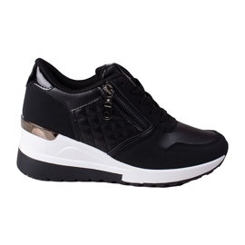 Shelovet svarta sneakers för kvinnor med quiltning
