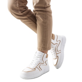 White Rosed ankel sneakers beige