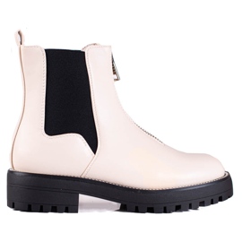 Beige dambaggies med dragkedja