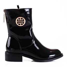 Lackade höga stövlar Shelovet svart