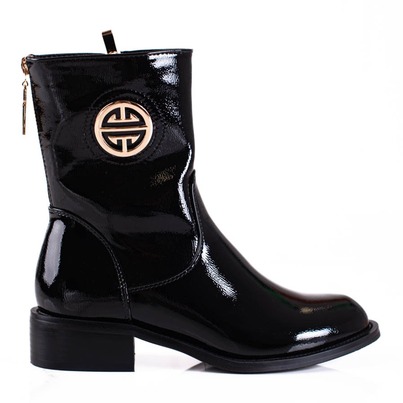 Lackade höga stövlar Shelovet svart