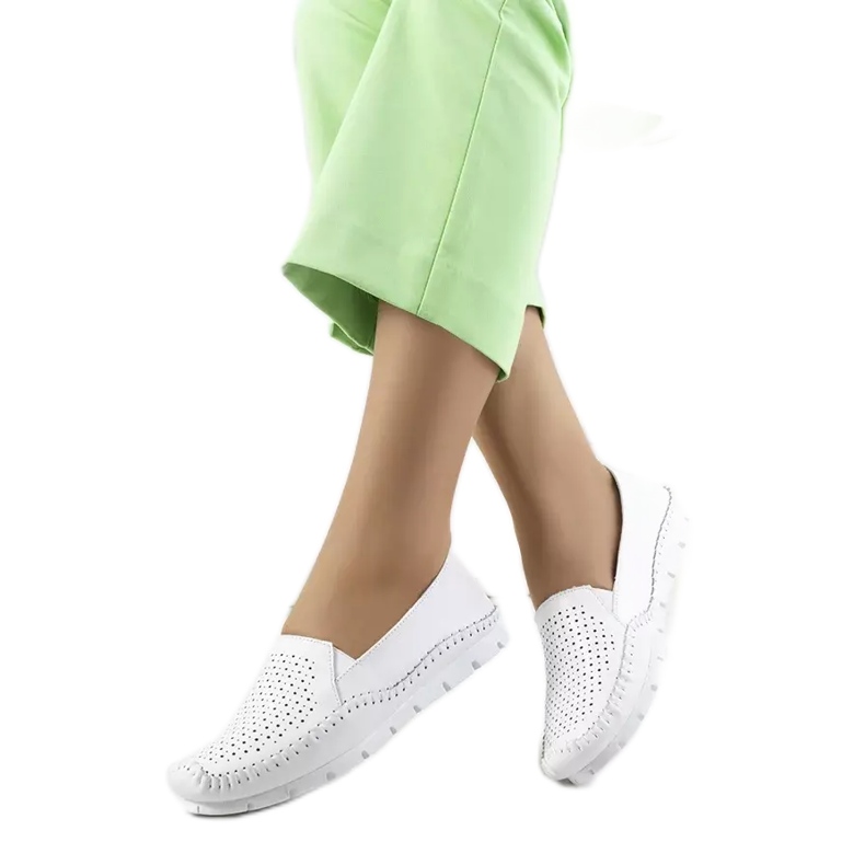 Juiz loafers i vitt läder