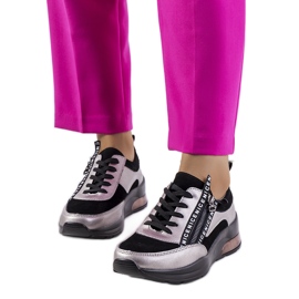 Svarta Belita sneakers i läder grå