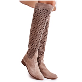 PA2 Mockastövlar med genombrutna mönster Mörk Beige Pointe