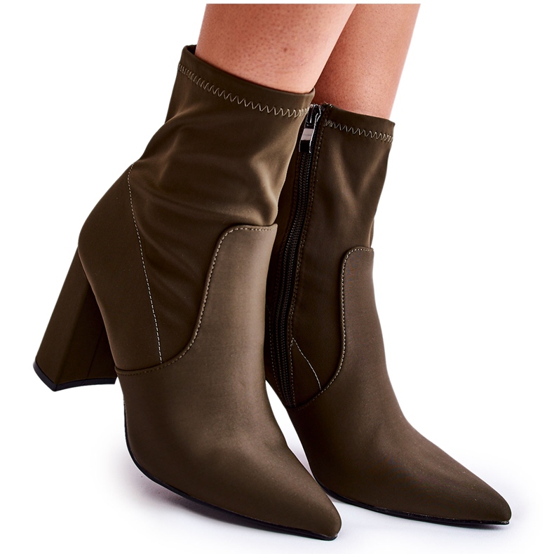 Khaki Amile Dammaterial Högklackade stövlar brun