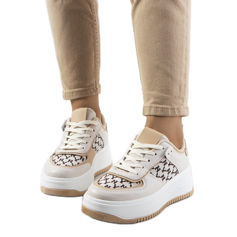 Beige sneakers med hög Valpara-sula