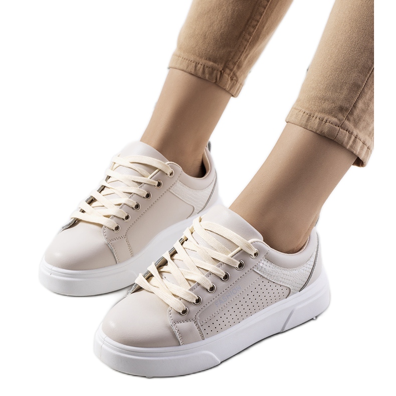 Beige sneakers med tjock Louisianasula